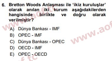 2018 Ekonominin Güncel Sorunları Arasınav 6. Çıkmış Sınav Sorusu