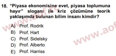 2018 Ekonominin Güncel Sorunları Final 18. Çıkmış Sınav Sorusu