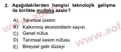 2018 Ekonominin Güncel Sorunları Final 2. Çıkmış Sınav Sorusu