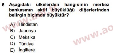 2018 Ekonominin Güncel Sorunları Final 6. Çıkmış Sınav Sorusu