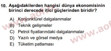 2019 Ekonominin Güncel Sorunları Arasınav 10. Çıkmış Sınav Sorusu