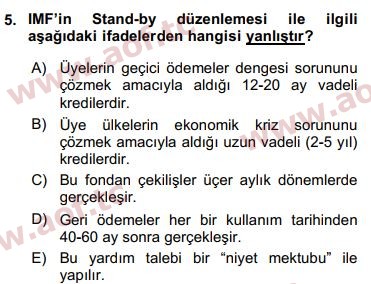 2019 Ekonominin Güncel Sorunları Arasınav 5. Çıkmış Sınav Sorusu