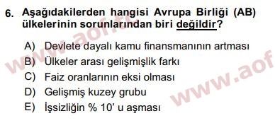 2019 Ekonominin Güncel Sorunları Arasınav 6. Çıkmış Sınav Sorusu