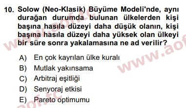 2018 İktisadi Büyüme Final 10. Çıkmış Sınav Sorusu