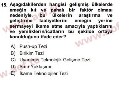 2018 İktisadi Büyüme Final 15. Çıkmış Sınav Sorusu