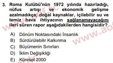 2018 İktisadi Büyüme Final 3. Çıkmış Sınav Sorusu