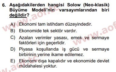 2018 İktisadi Büyüme Final 6. Çıkmış Sınav Sorusu