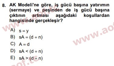 2018 İktisadi Büyüme Final 8. Çıkmış Sınav Sorusu