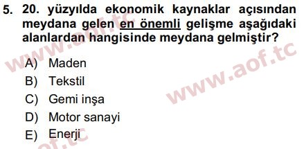 2016 İktisat Tarihi Final 5. Çıkmış Sınav Sorusu