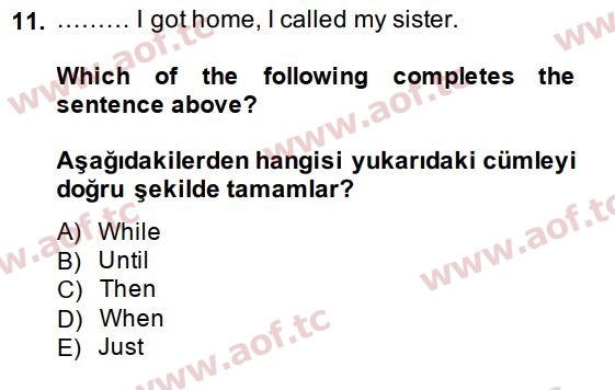 2015 İngilizce 2 Yaz Okulu 11. Çıkmış Sınav Sorusu