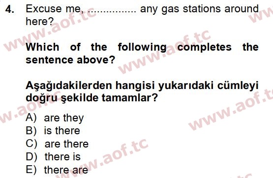 2015 İngilizce 2 Yaz Okulu 4. Çıkmış Sınav Sorusu