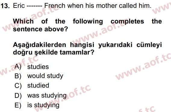 2019 İngilizce 2 Yaz Okulu 13. Çıkmış Sınav Sorusu