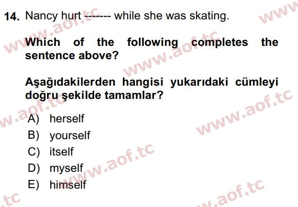 2019 İngilizce 2 Yaz Okulu 14. Çıkmış Sınav Sorusu