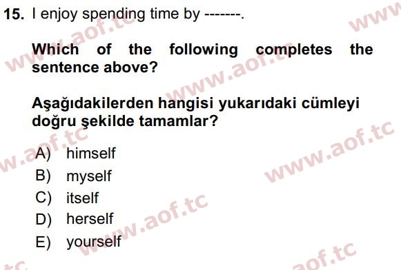 2021 İngilizce 2 Yaz Okulu 15. Çıkmış Sınav Sorusu