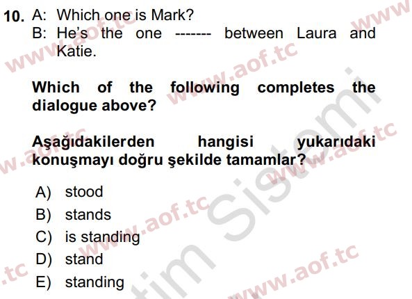 2023 İngilizce 2 Yaz Okulu 10. Çıkmış Sınav Sorusu