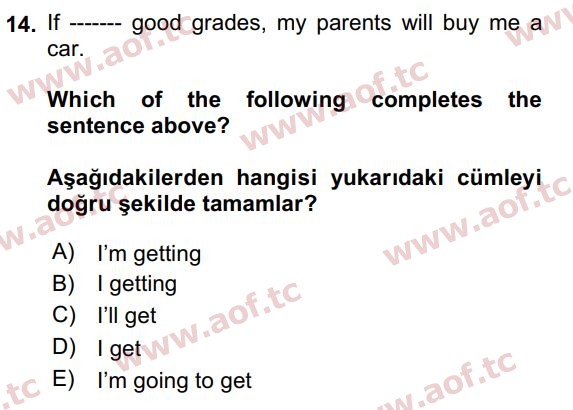 2023 İngilizce 2 Yaz Okulu 14. Çıkmış Sınav Sorusu