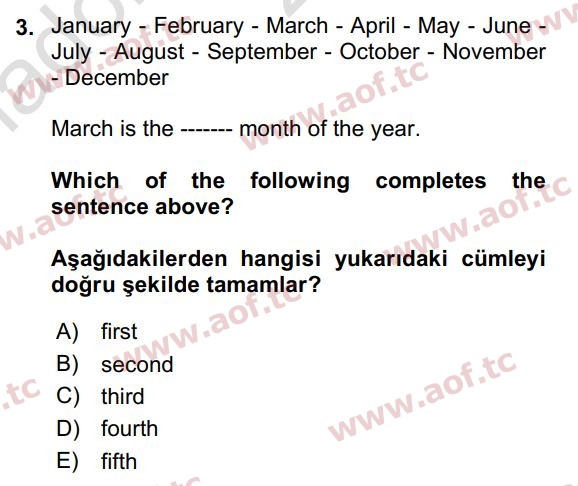 2023 İngilizce 2 Yaz Okulu 3. Çıkmış Sınav Sorusu