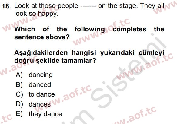 2024 İngilizce 2 Yaz Okulu 18. Çıkmış Sınav Sorusu