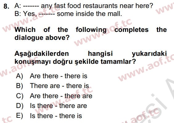 2024 İngilizce 2 Yaz Okulu 8. Çıkmış Sınav Sorusu