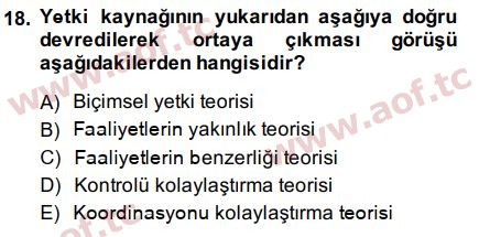 2015 Yönetim ve Organizasyon Arasınav 18. Çıkmış Sınav Sorusu