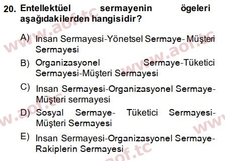 2015 Yönetim ve Organizasyon Final 20. Çıkmış Sınav Sorusu