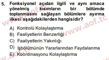 2015 Yönetim ve Organizasyon Final 5. Çıkmış Sınav Sorusu