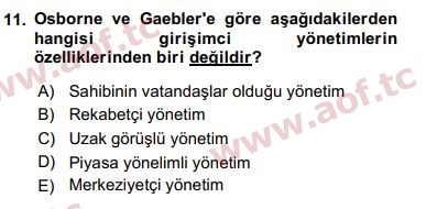 2017 Kamu Yönetimi Arasınav 11. Çıkmış Sınav Sorusu