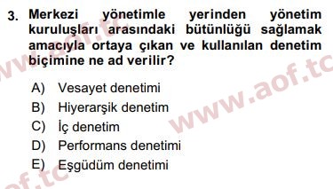 2017 Kamu Yönetimi Arasınav 3. Çıkmış Sınav Sorusu