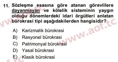 2018 Kamu Yönetimi Arasınav 11. Çıkmış Sınav Sorusu