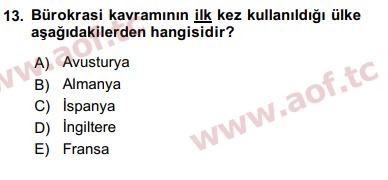 2018 Kamu Yönetimi Arasınav 13. Çıkmış Sınav Sorusu