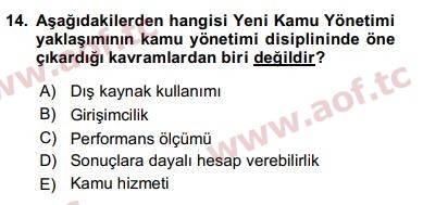 2018 Kamu Yönetimi Arasınav 14. Çıkmış Sınav Sorusu