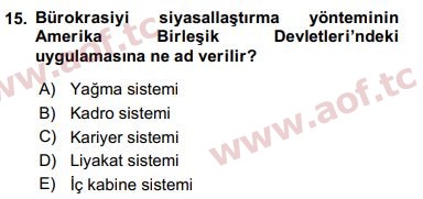 2018 Kamu Yönetimi Arasınav 15. Çıkmış Sınav Sorusu