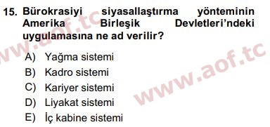 2018 Kamu Yönetimi Arasınav 15. Çıkmış Sınav Sorusu