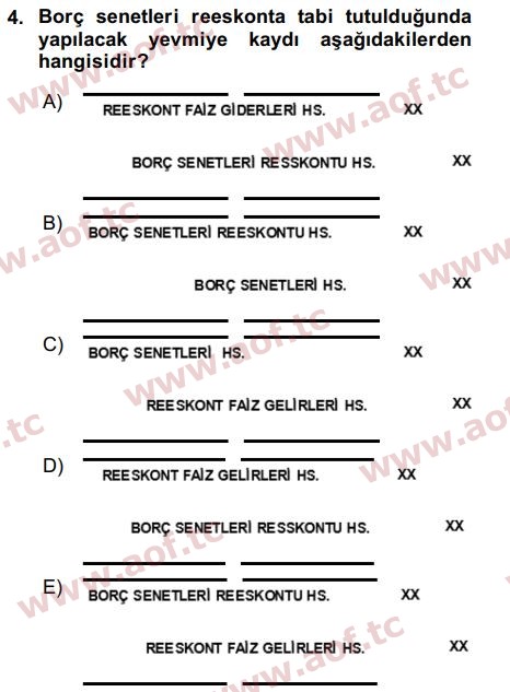 2019 Dönemsonu İşlemleri Final 4. Çıkmış Sınav Sorusu