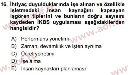 2017 İşletme Bilgi Sistemleri Final 16. Çıkmış Sınav Sorusu