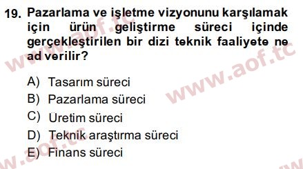 2015 Girişimcilik ve İş Kurma Arasınav 19. Çıkmış Sınav Sorusu