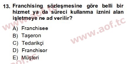 2015 Girişimcilik ve İş Kurma Final 13. Çıkmış Sınav Sorusu