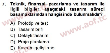 2015 Girişimcilik ve İş Kurma Final 7. Çıkmış Sınav Sorusu