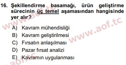 2016 Girişimcilik ve İş Kurma Arasınav 16. Çıkmış Sınav Sorusu