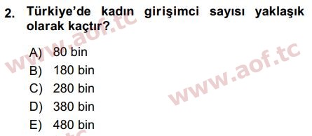 2016 Girişimcilik ve İş Kurma Arasınav 2. Çıkmış Sınav Sorusu