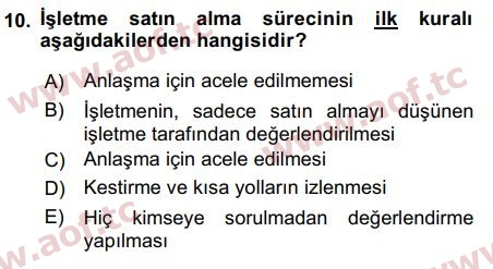 2016 Girişimcilik ve İş Kurma Final 10. Çıkmış Sınav Sorusu