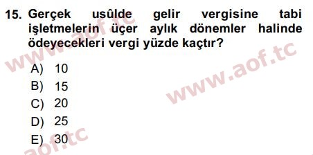 2016 Girişimcilik ve İş Kurma Final 15. Çıkmış Sınav Sorusu