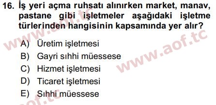 2016 Girişimcilik ve İş Kurma Final 16. Çıkmış Sınav Sorusu