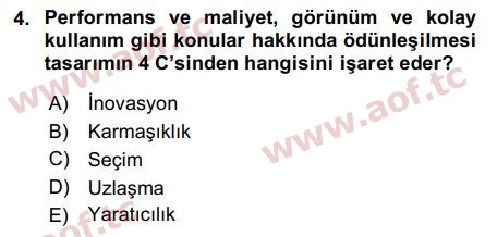 2016 Girişimcilik ve İş Kurma Final 4. Çıkmış Sınav Sorusu