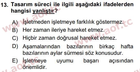 2017 Girişimcilik ve İş Kurma Arasınav 13. Çıkmış Sınav Sorusu