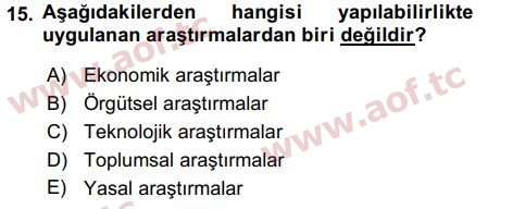 2017 Girişimcilik ve İş Kurma Arasınav 15. Çıkmış Sınav Sorusu