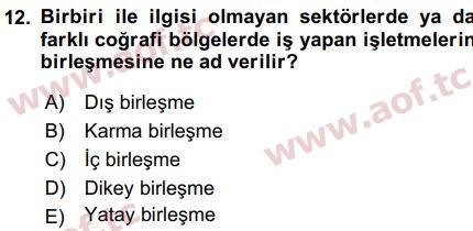 2017 Girişimcilik ve İş Kurma Final 12. Çıkmış Sınav Sorusu