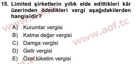 2017 Girişimcilik ve İş Kurma Final 15. Çıkmış Sınav Sorusu