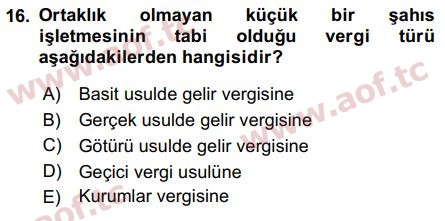 2017 Girişimcilik ve İş Kurma Final 16. Çıkmış Sınav Sorusu