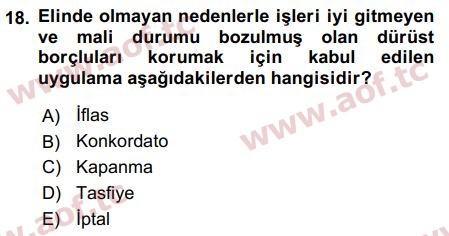 2017 Girişimcilik ve İş Kurma Final 18. Çıkmış Sınav Sorusu